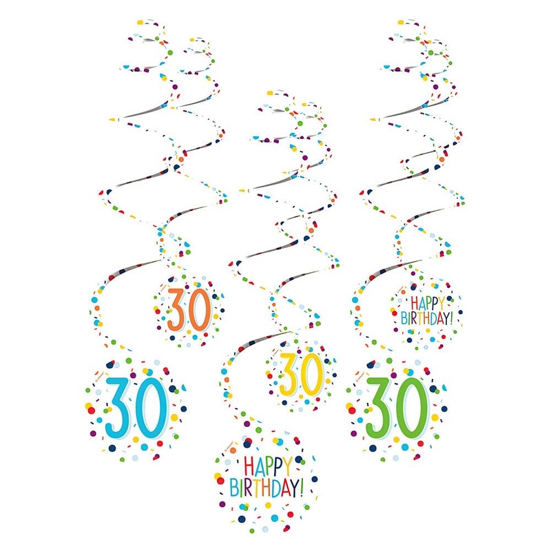 30-Years Birthday Anniversary Confetti Hanging Swirls