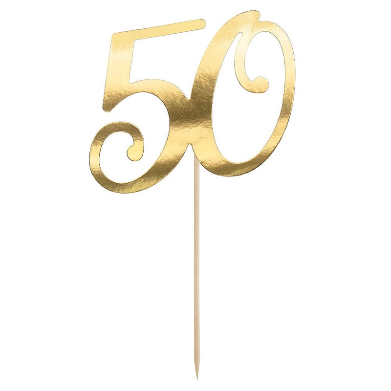50-Years Birthday Anniversary Cake Decoration Gold