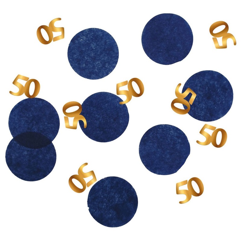 50-Years Birthday Anniversary Confetti Gold Blue