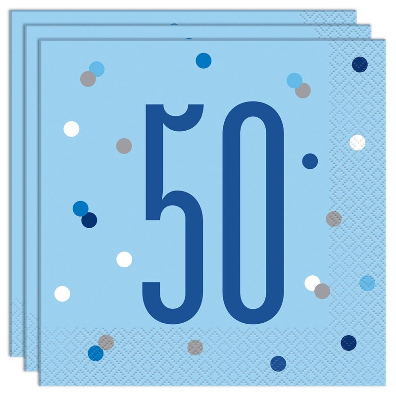 50-Years Birthday Anniversary Napkins Blue