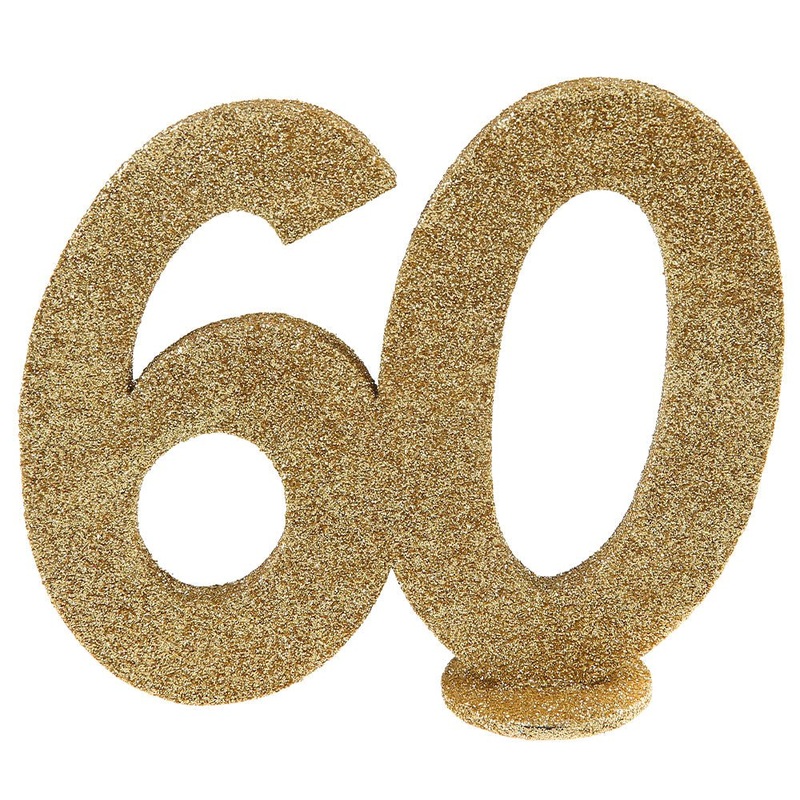 60-Years Birthday Anniversary Glitter Decoration Gold