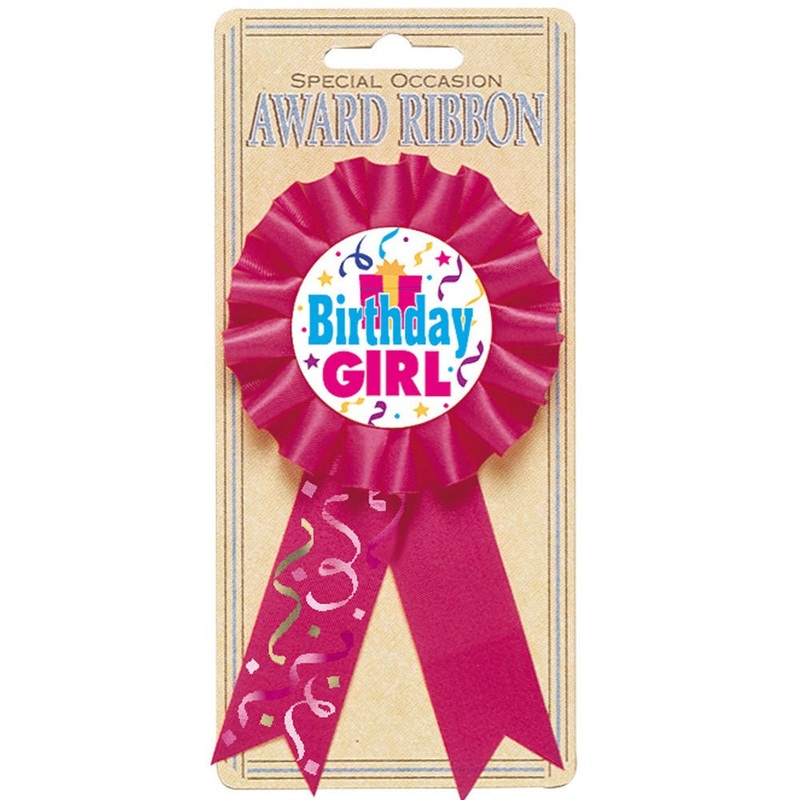 Birthday Girl Award Ribbon Bow Pink