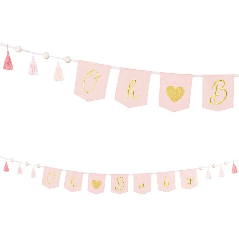 Oh Baby Tassel Flag Garland Pink
