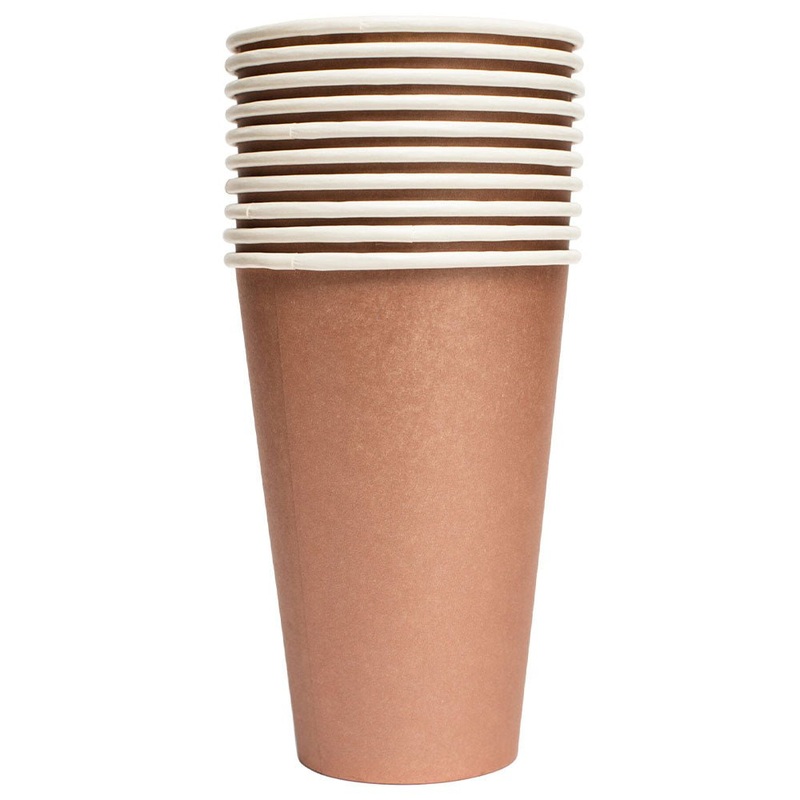 Paper Cups Rose Gold 35 cl 10-pack
