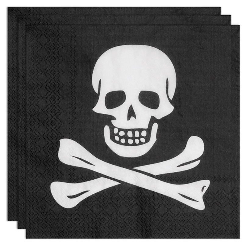 Skull Napkins Black