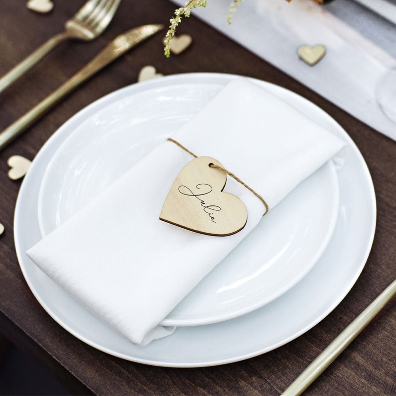 Wooden Hearts Place Cards