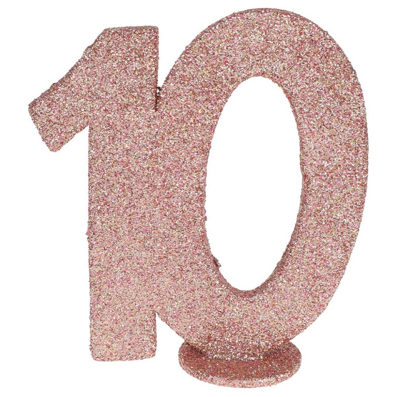 10-Years Birthday Anniversary Decoration Glitter Rose Gold