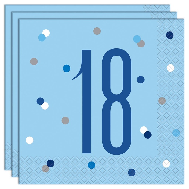 18-Years Birthday Napkins Blue
