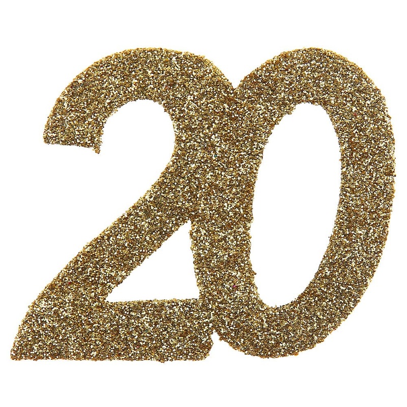 20-Years Birthday Anniversary Confetti Glitter Gold
