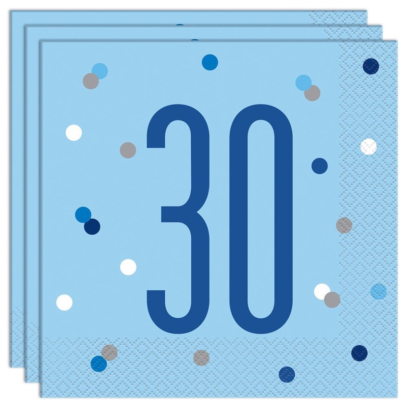 30-Years Birthday Anniversary Napkins Blue