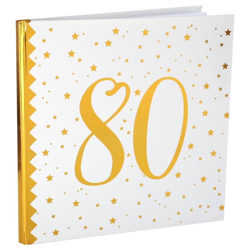 80-Years Birthday Anniversary Guest Book Stars