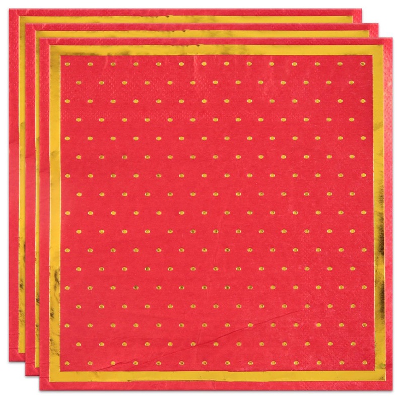 Golden Dots Napkins Red