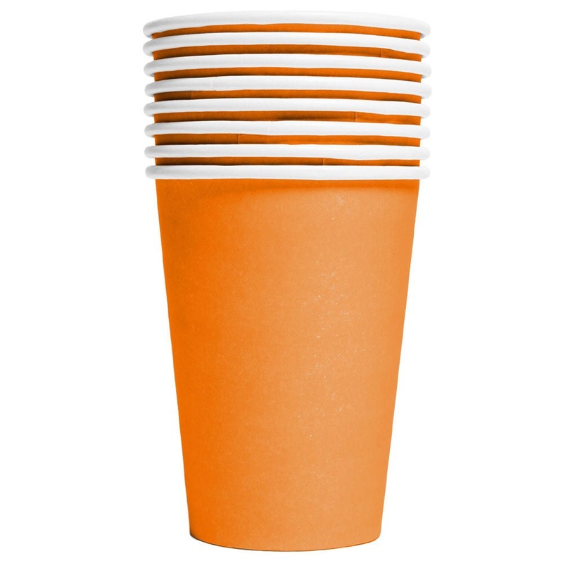 Paper Cups Orange 21 cl 8-pack