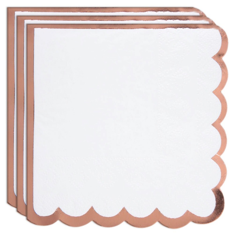 Scalloped Napkins White Rose Gold