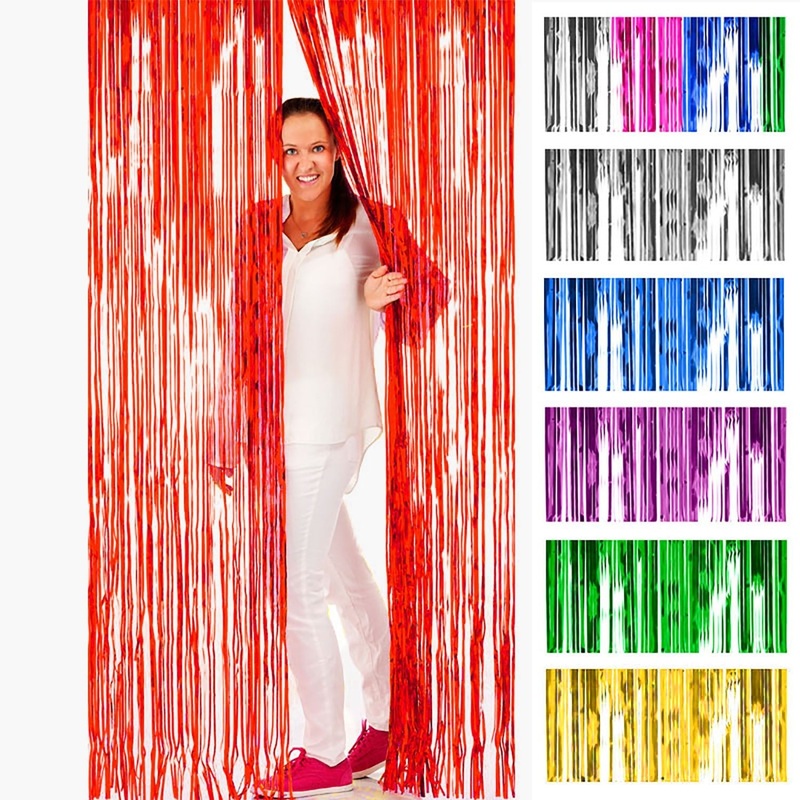 Streamer Backdrop Curtain Glitter Red