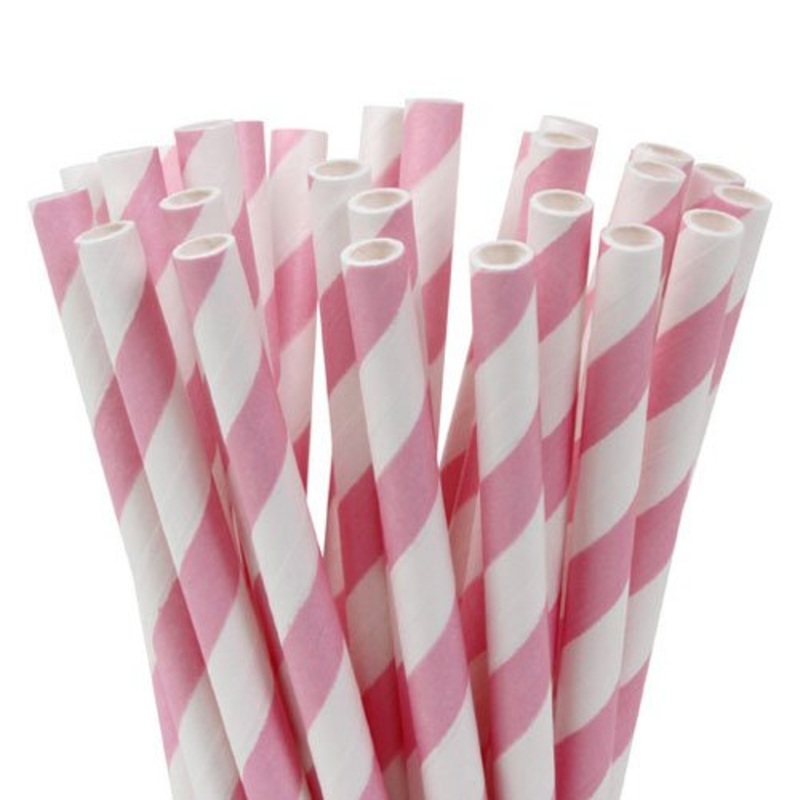 Striped Straws Pink