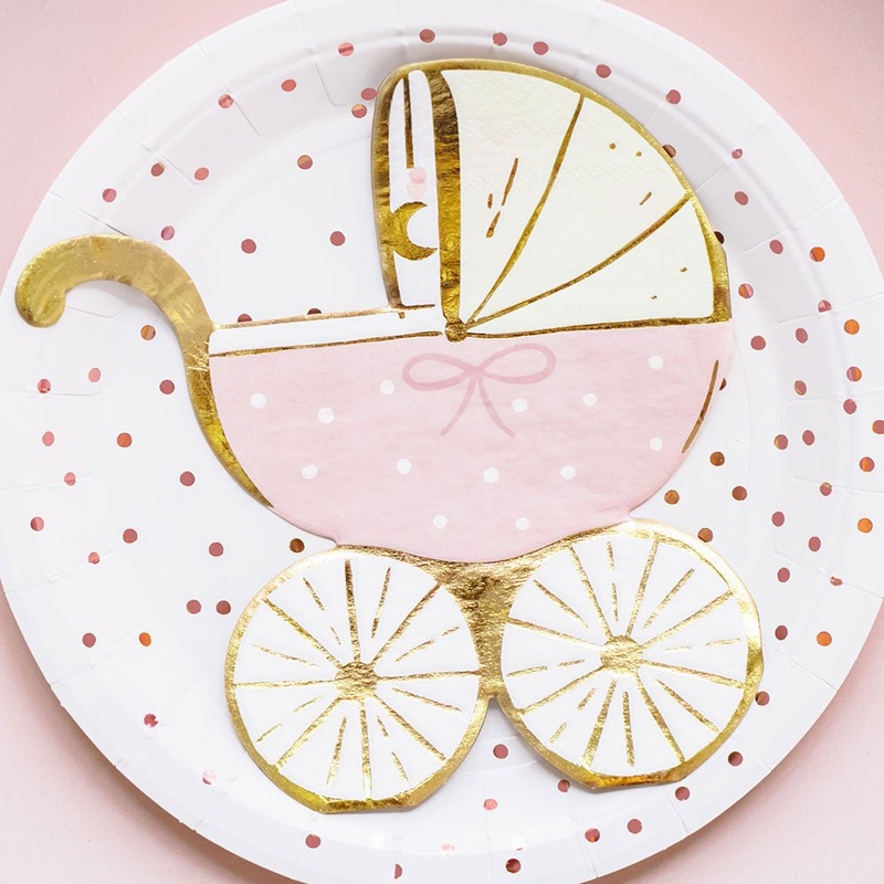 Stroller Napkins Pink Gold