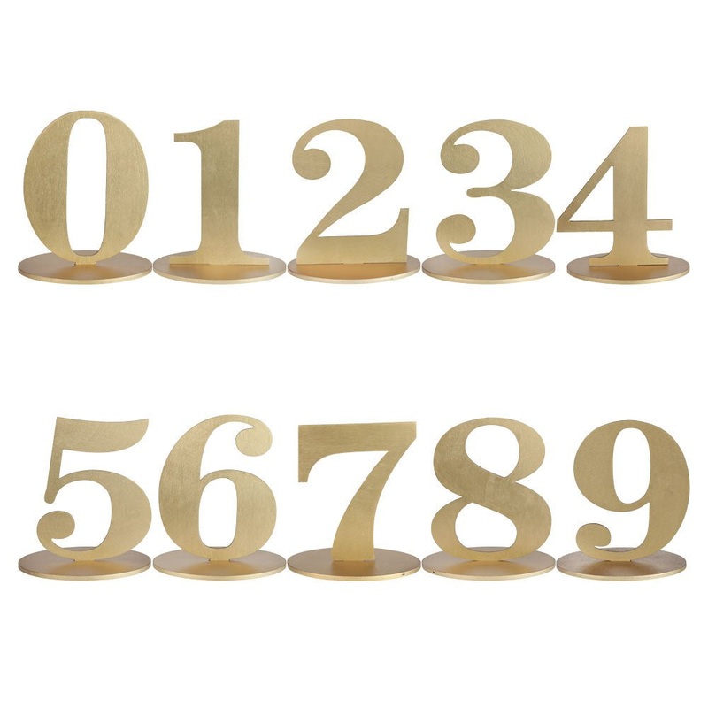 Table Numbers Wood Gold