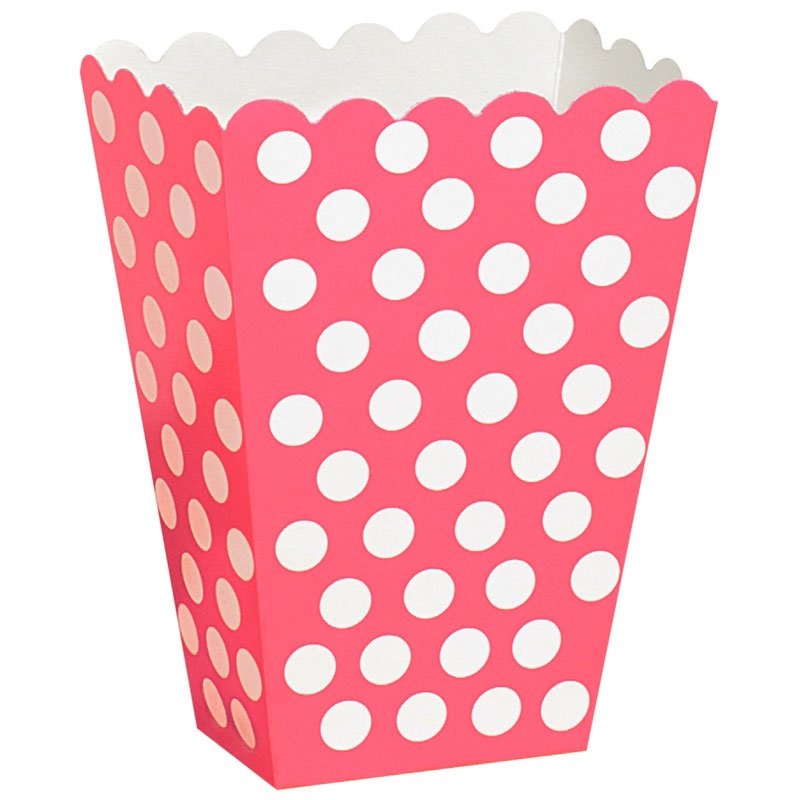 White Polka Dot Popcorn Treat Bags Pink