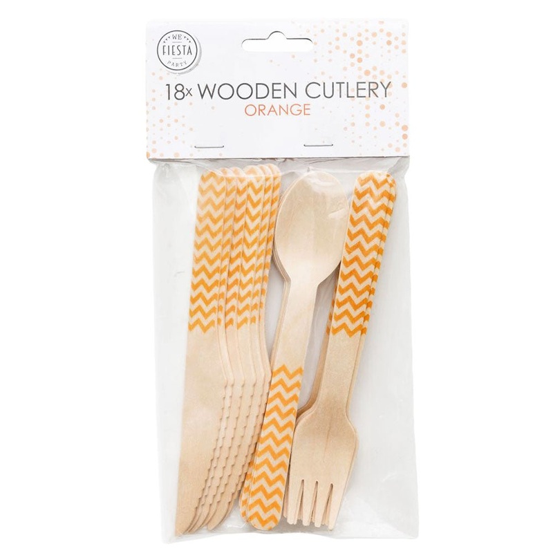 Zigzag Wooden Cutlery Orange