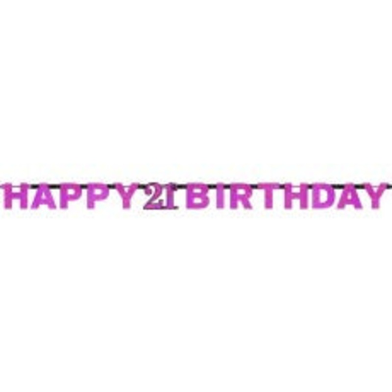 21st Happy Birthday Letter Banner | Pink