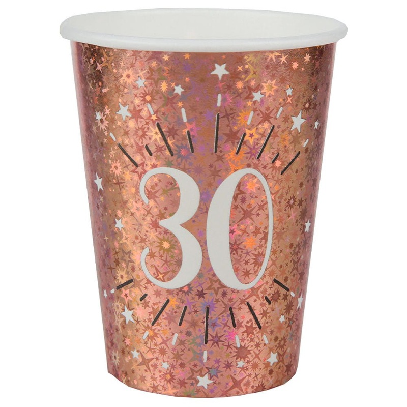 30-Years Birthday Anniversary Paper Cups Rose Gold