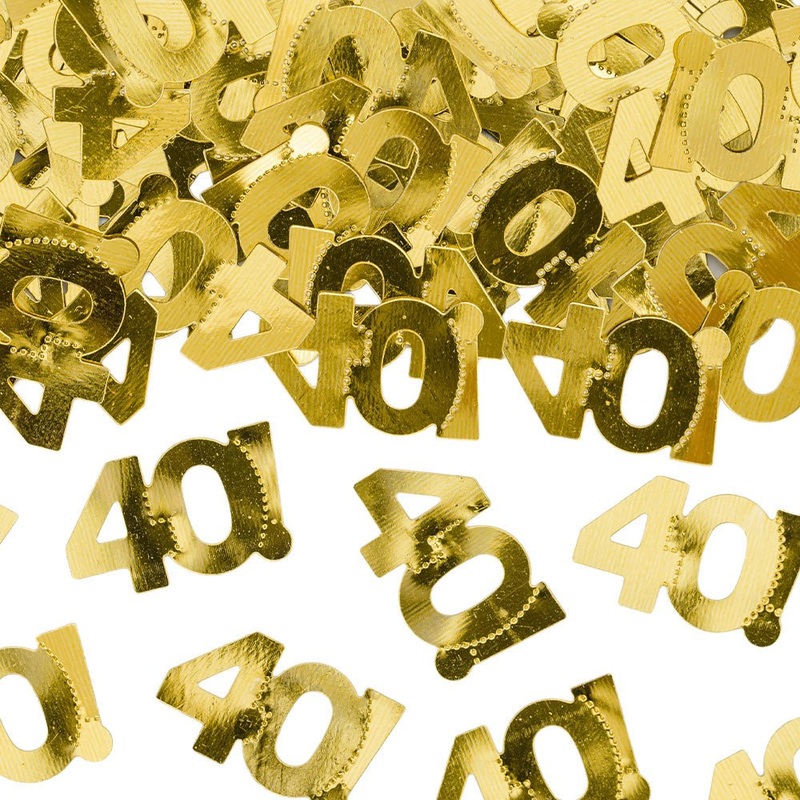 40-Years Birthday Anniversary Confetti Metallic Gold
