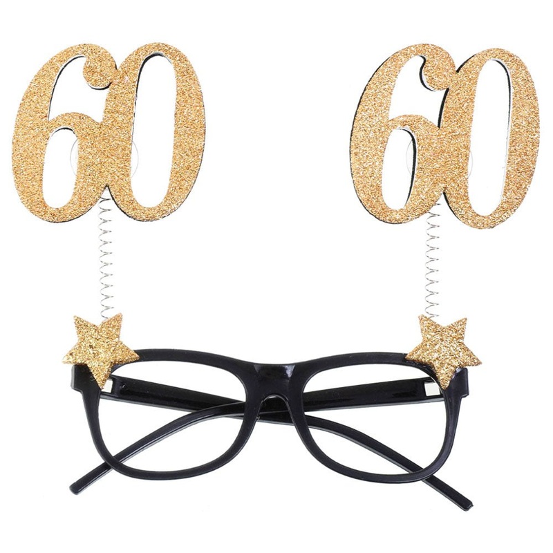 60-Years Birthday Anniversary Glasses Glitter Gold