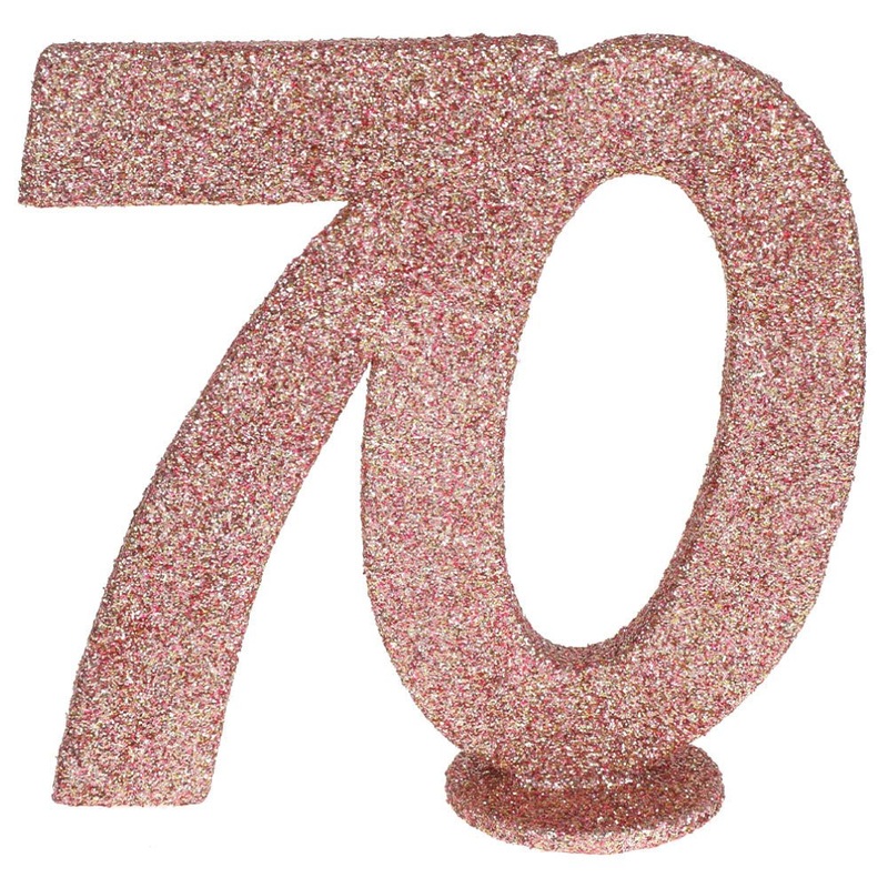 70-Years Birthday Anniversary Glitter Decoration Rose Gold
