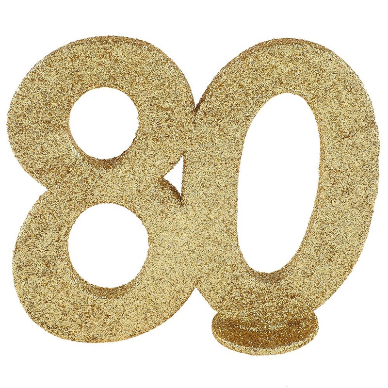 80-Years Birthday Anniversary Glitter Decoration Gold