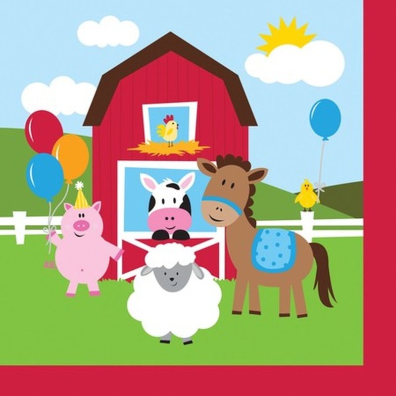 Farm Animals Beverage Napkins Pk18