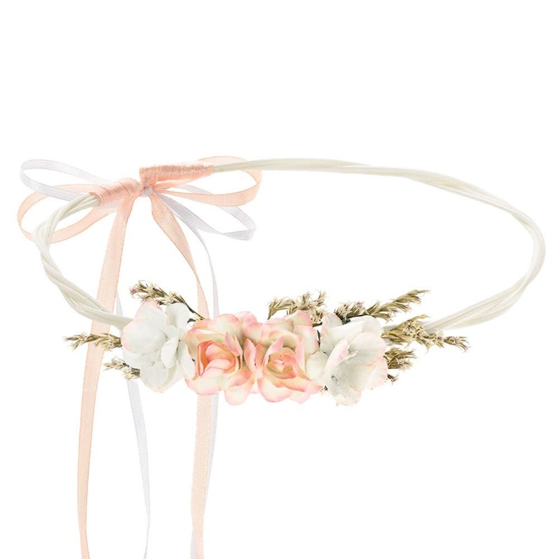 Floral Hair Wreath White Pink