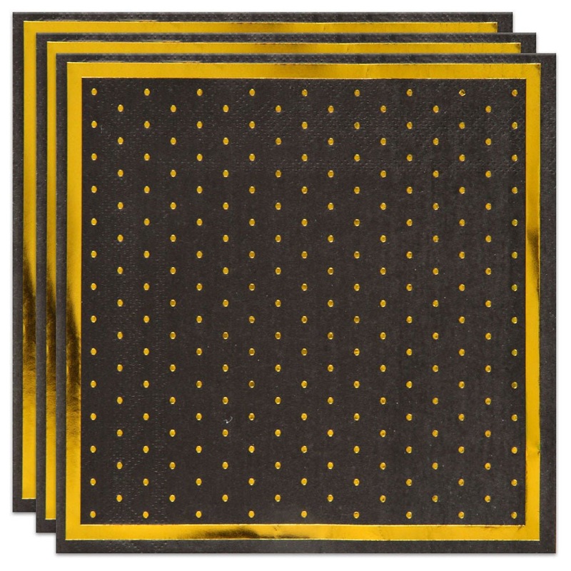 Golden Dots Napkins Black