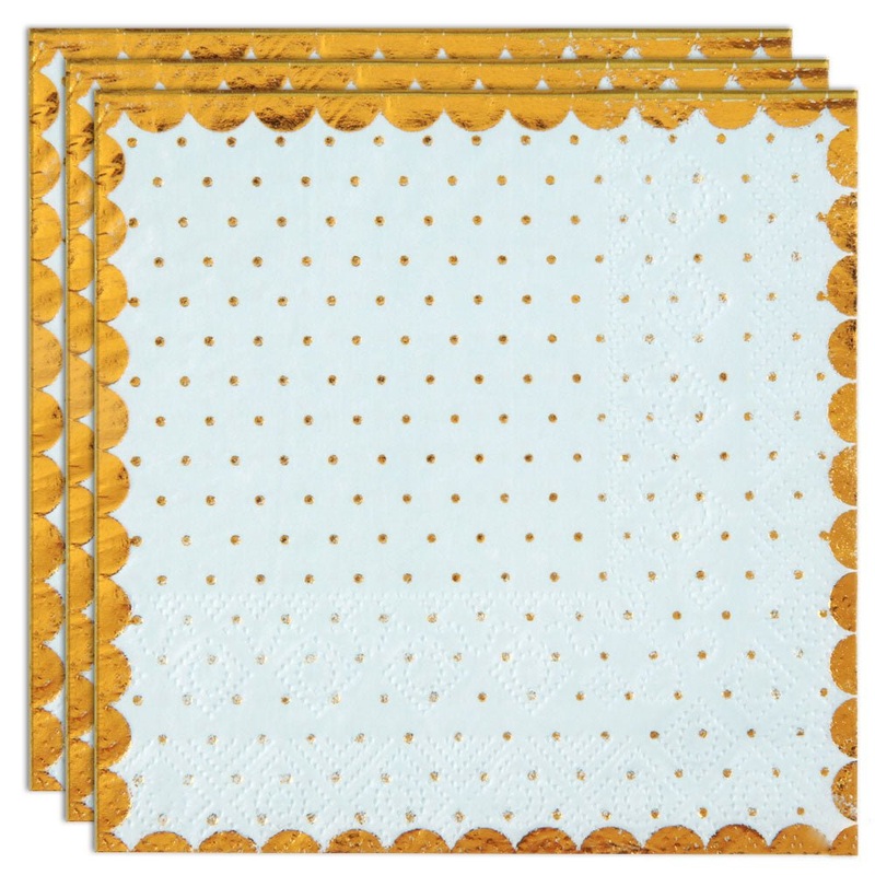 Golden Dots Napkins Light Blue