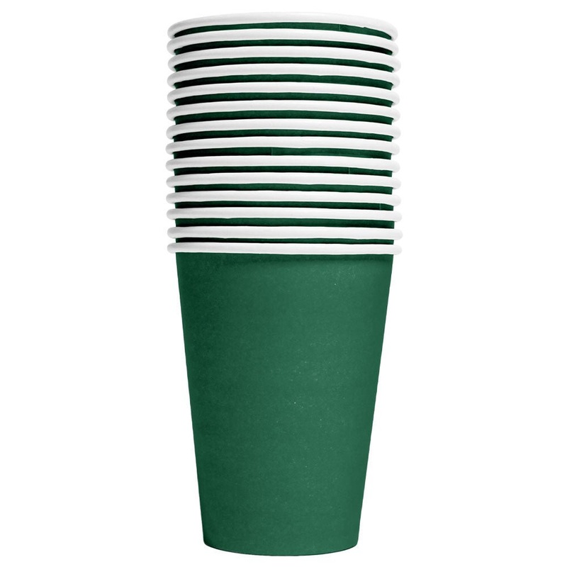 Paper Cups Dark Green 21 cl 14-pack