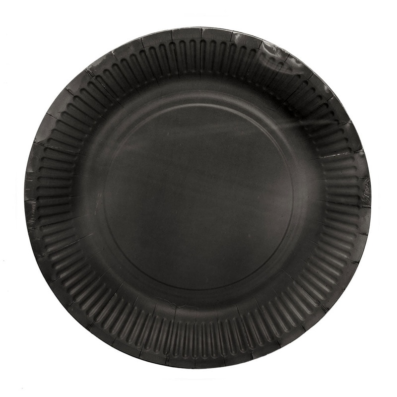 Paper Plates Black 18 cm 8-pack