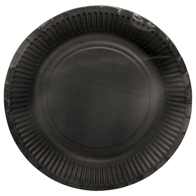 Paper Plates Black 23 cm 8-pack