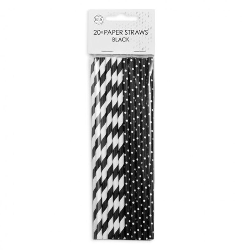 Paper Straws Mix Black White