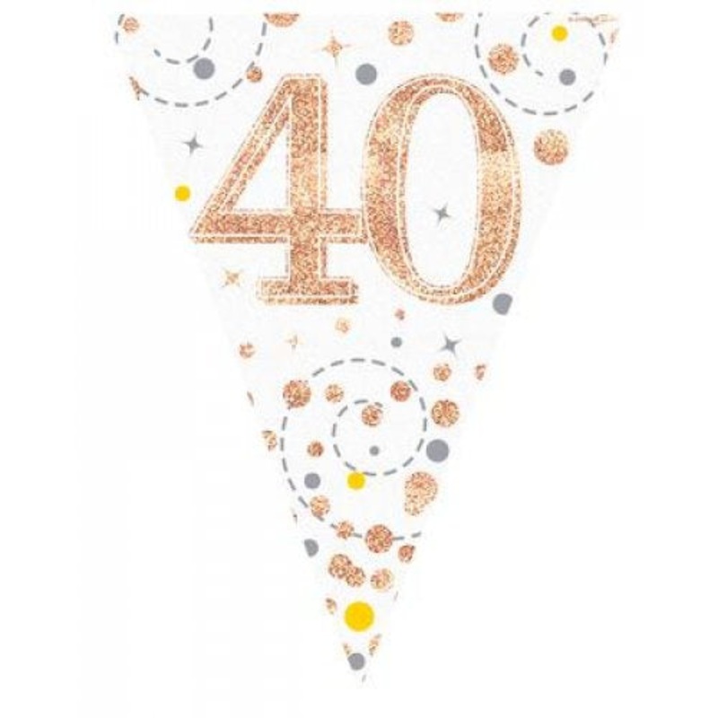 Rose Gold 40th Birthday Bunting | Sparkling