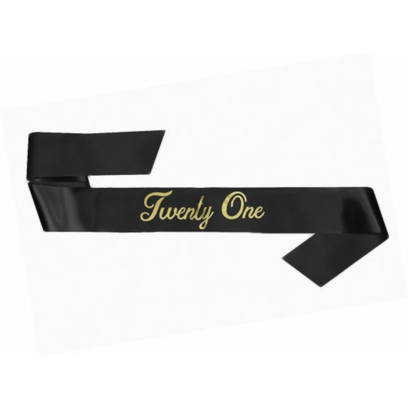 21st Birthday Sash - Black & Gold