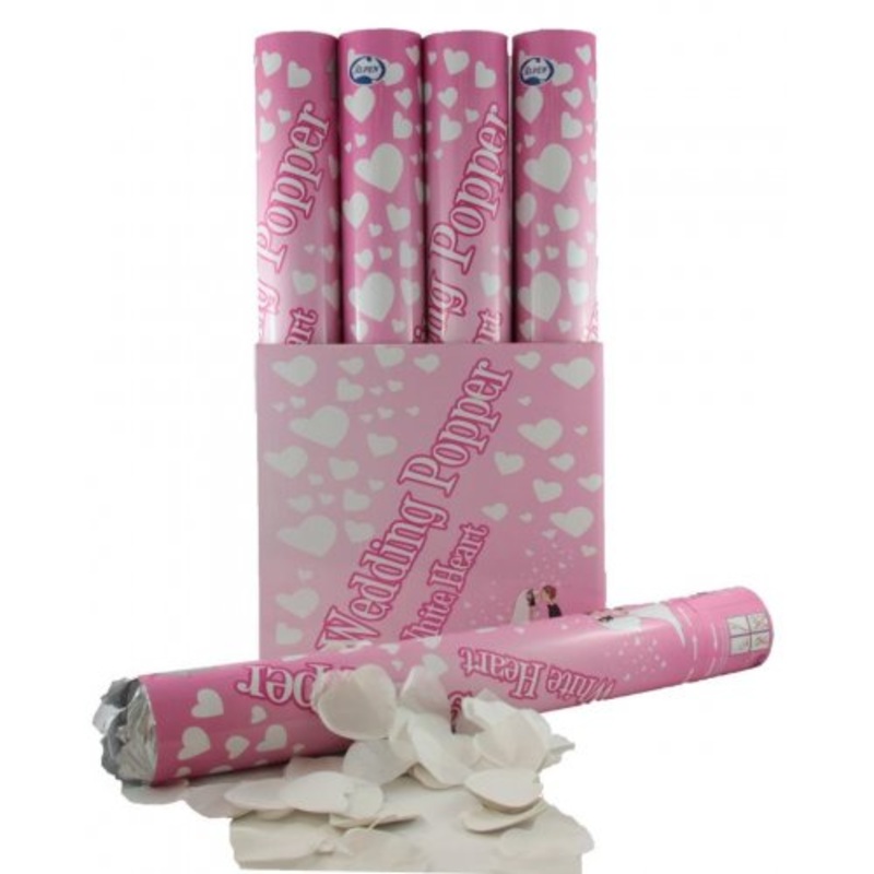 Confetti Cannon with White Tissue Love Hearts -  Each