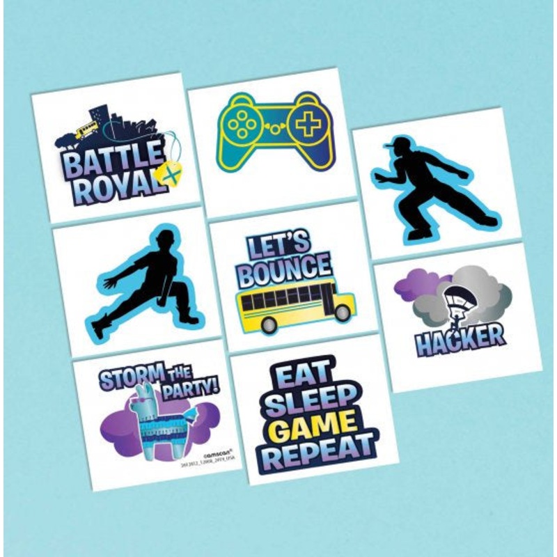 Fortnite Themed Tattoo Favours 8Pk