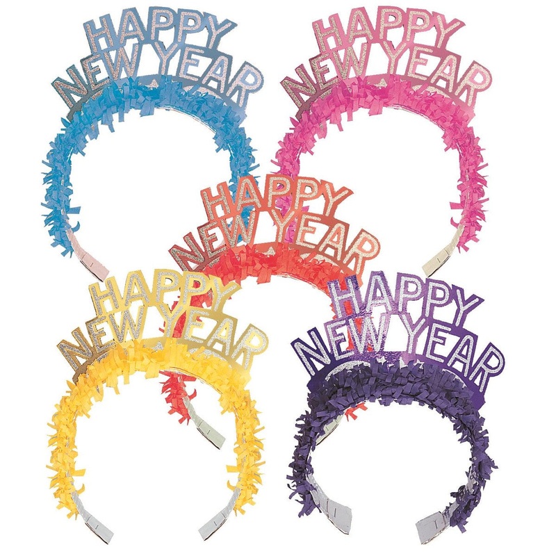 Happy New Year Glitter Fringe Tiara 1pc