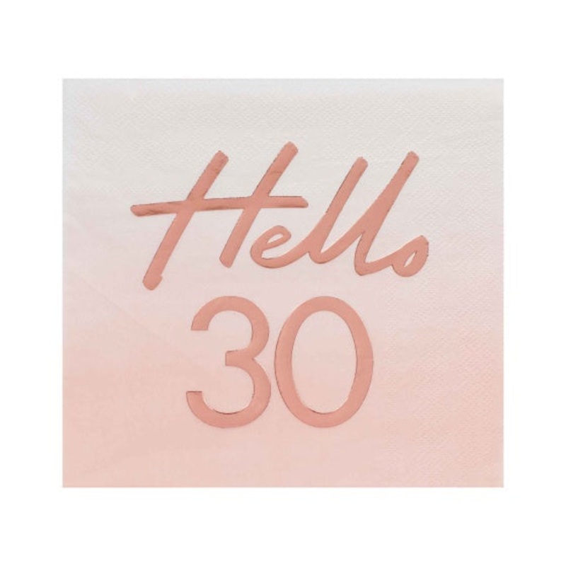 Hello 30- Rose Gold Napkins 16pk