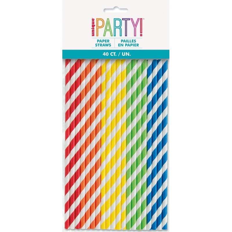 Paper Straws Assorted Colours 40pk