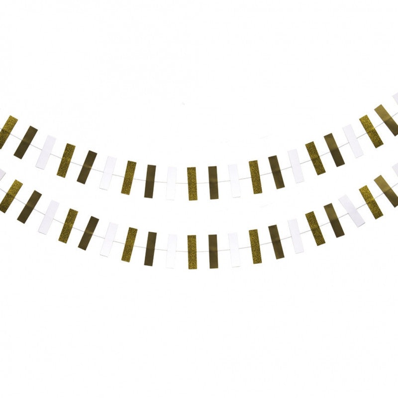 Rectangle Shape Garland - Gold & White