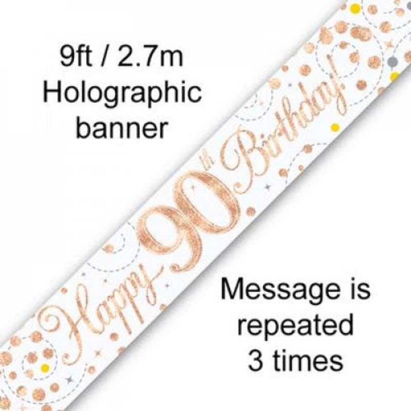 Rose Gold Sparkling Banner | 90th Birthday