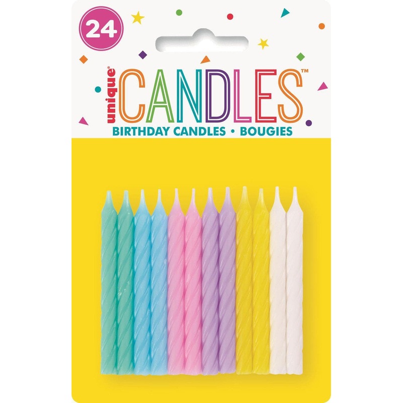 Spiral Pastel Candles Pack 24