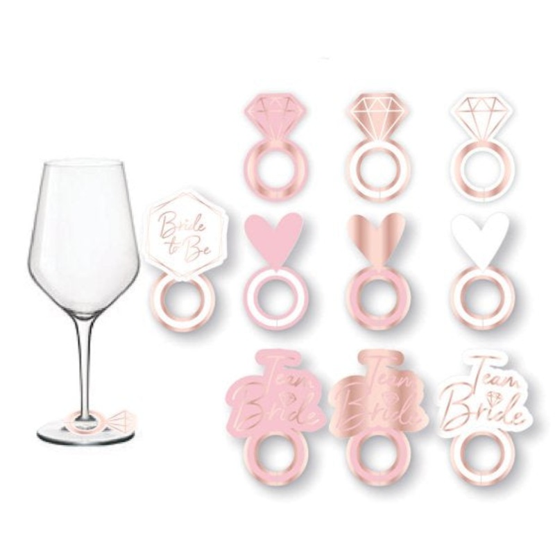 Team Bride Wine Glass Markers 10pk