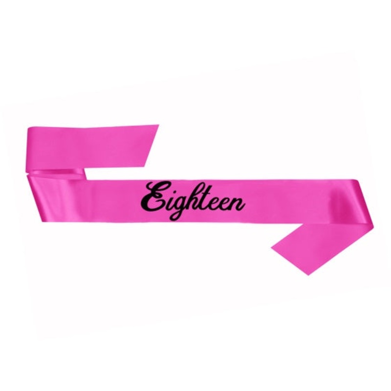 18th Birthday Sash - Pink & Black
